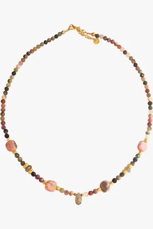 Ginandger Collier tourmaline et rhodochrosite