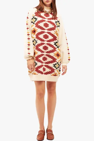 WILD Robe pull col cheminée jacquard