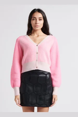 CRUSH Cardigan court Col V rayé en cachemire