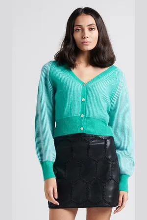 CRUSH Cardigan court Col V rayé en cachemire