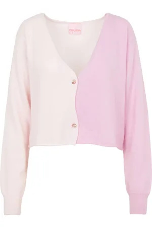 CRUSH Cardigan Col V rayé en cachemire