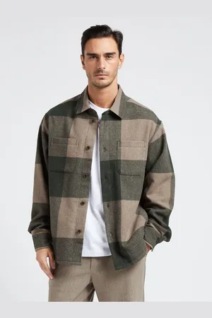 Les Deux Chemise col classique à carreaux en laine mélangée
