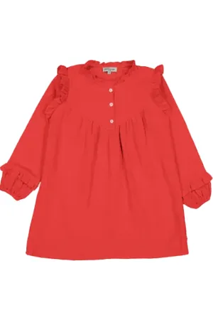 Petite Lucette Robe courte col rond en gaze de coton bio