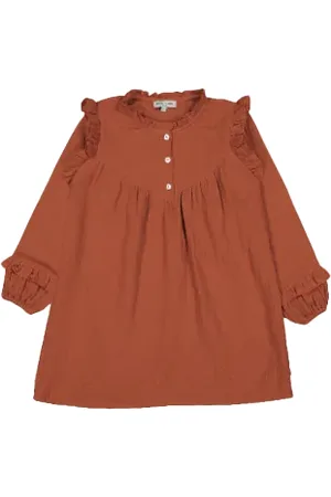 Petite Lucette Robe courte col rond en gaze de coton bio