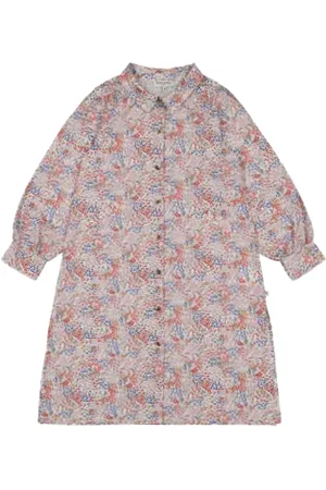 Petite Lucette Robe longue col classique imprimée en coton bio
