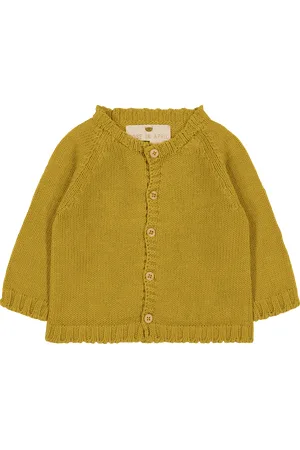 Rose in April Cardigan droit col rond en coton