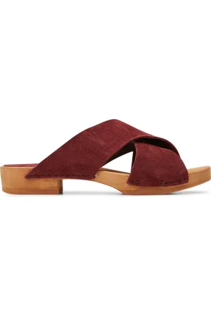 BOSABO Mule à brides croisées en cuir velours