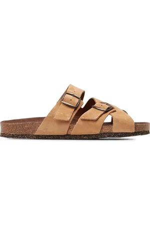 BOSABO Sandales plates en cuir velours