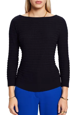 ESPRIT Pull droit col bateau en coton