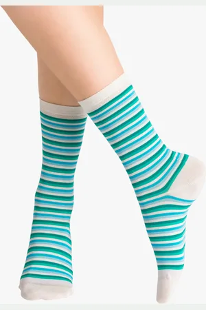 Bleuforêt Chaussettes hautes rayées en coton mélangé