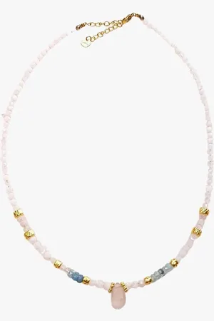 Ginandger Collier morganite, quartz rose