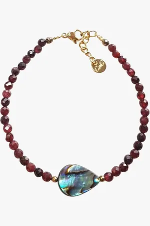 Ginandger Bracelet nacre abalone et grenat