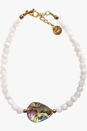Ginandger Bracelet nacre abalone et pierre de lune