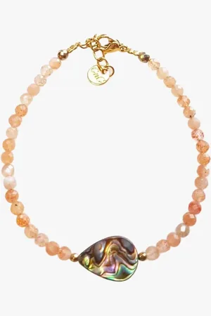 Ginandger Bracelet nacre abalone et pierre de soleil