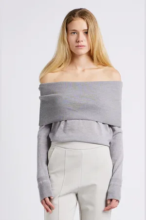 Max Mara Pull droit épaules dénudées en laine
