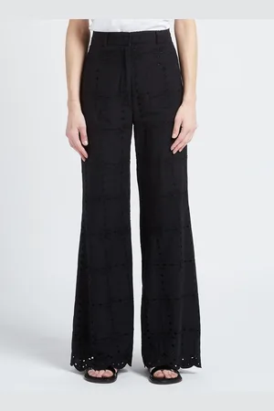 Bellepiece Pantalon flare brodé en coton
