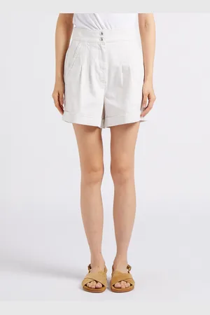 IRO Short large taille haute en coton et lin mélangé