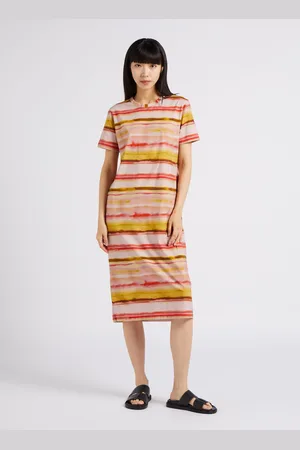 Paul Smith Robe midi droite col rond en coton mélangé