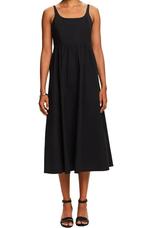 ESPRIT Robe midi à bretelles en coton mélangé
