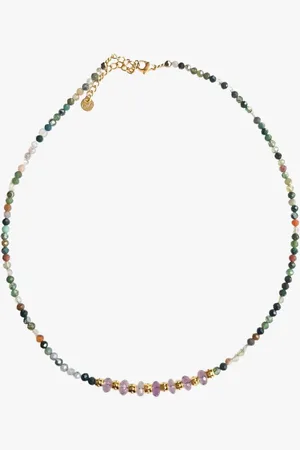 Ginandger Collier agate indienne et améthyste
