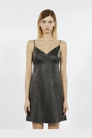 The Kooples Robe courte à bretelles en cuir
