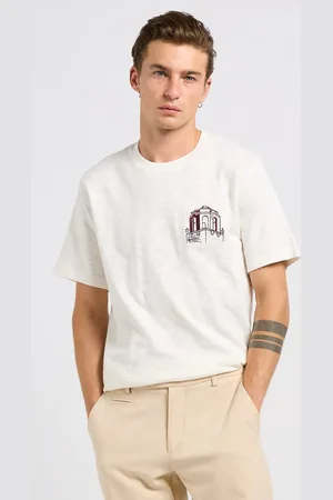 Les Deux Tee-shirt col rond brodé en coton flammé