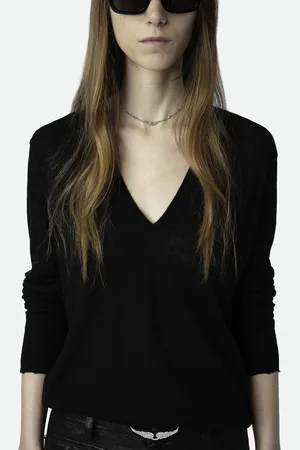 Zadig & Voltaire Pull droit Col V en cachemire