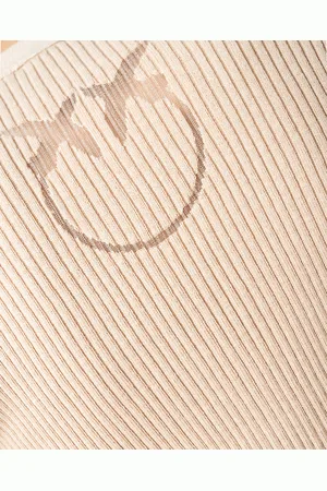 Pinko Cardigan côtelé avec logo love birds transparent