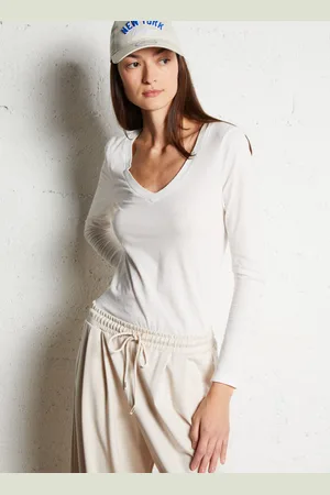 American Vintage Tee-shirt Col V droit en coton