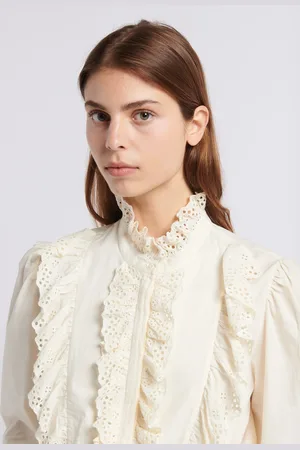 Antik Batik Chemise à plastron volanté en coton