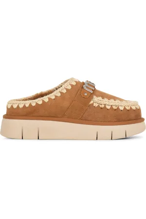 Mou Chaussons à lanière et logo en métal en cuir
