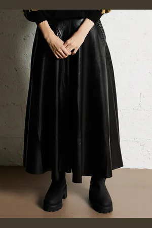 Mes Demoiselles Jupe midi évasée effet cuir