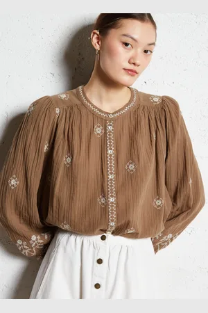 Bash Blouse droite brodée en coton