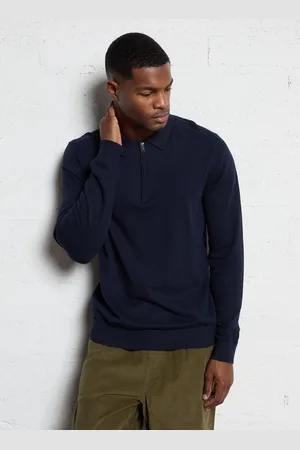 SELECTED Pull droit col polo en coton