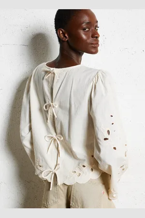 Fabienne Chapot Blouse droite en coton bio mélangé brodé