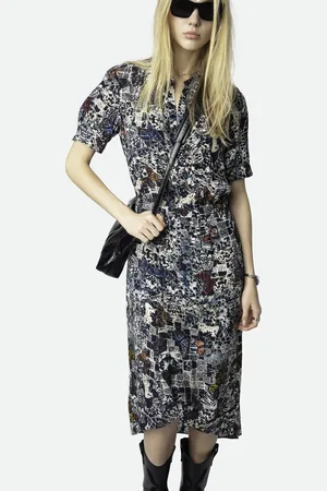 Zadig & Voltaire Robe midi imprimée à manches courtes