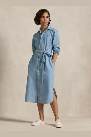 Ralph Lauren Robe midi col classique en coton
