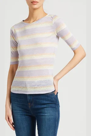 Bellerose Tee-shirt col rond rayé en lin