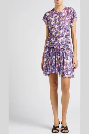 IRO Robe midi imprimée fleuri à fronces
