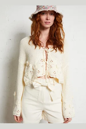 Louise Misha Gilet crochet encolure v en coton bio