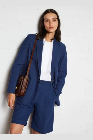 Pomandere Veste de tailleur droite en lin mélangé