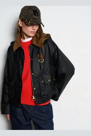 Barbour Veste droite à capuche en coton ciré