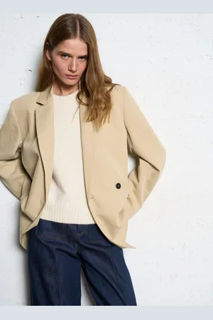 Pomandere Veste de tailleur droite en coton mélangé