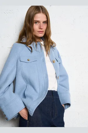Bash Manteau droit boutonné en laine mélangée