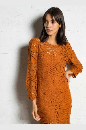 Bash Robe droite col rond en coton mélangé