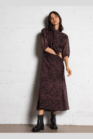 Bash Robe midi col rond à imprimé léopard