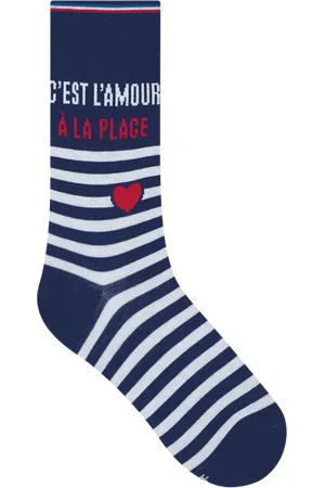 Bleuforêt Chaussettes en coton mélangé rayé