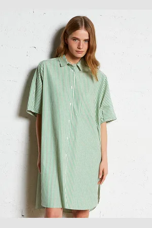 Bellerose Robe chemise rayée en coton mélangé