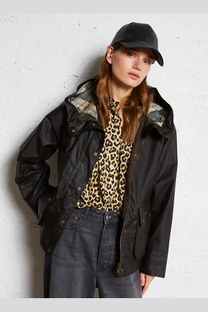 Barbour Veste droite col montant en coton ciré