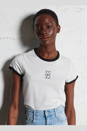 Le Temps des Cerises Tee-shirt droit col rond sérigraphié en coton
